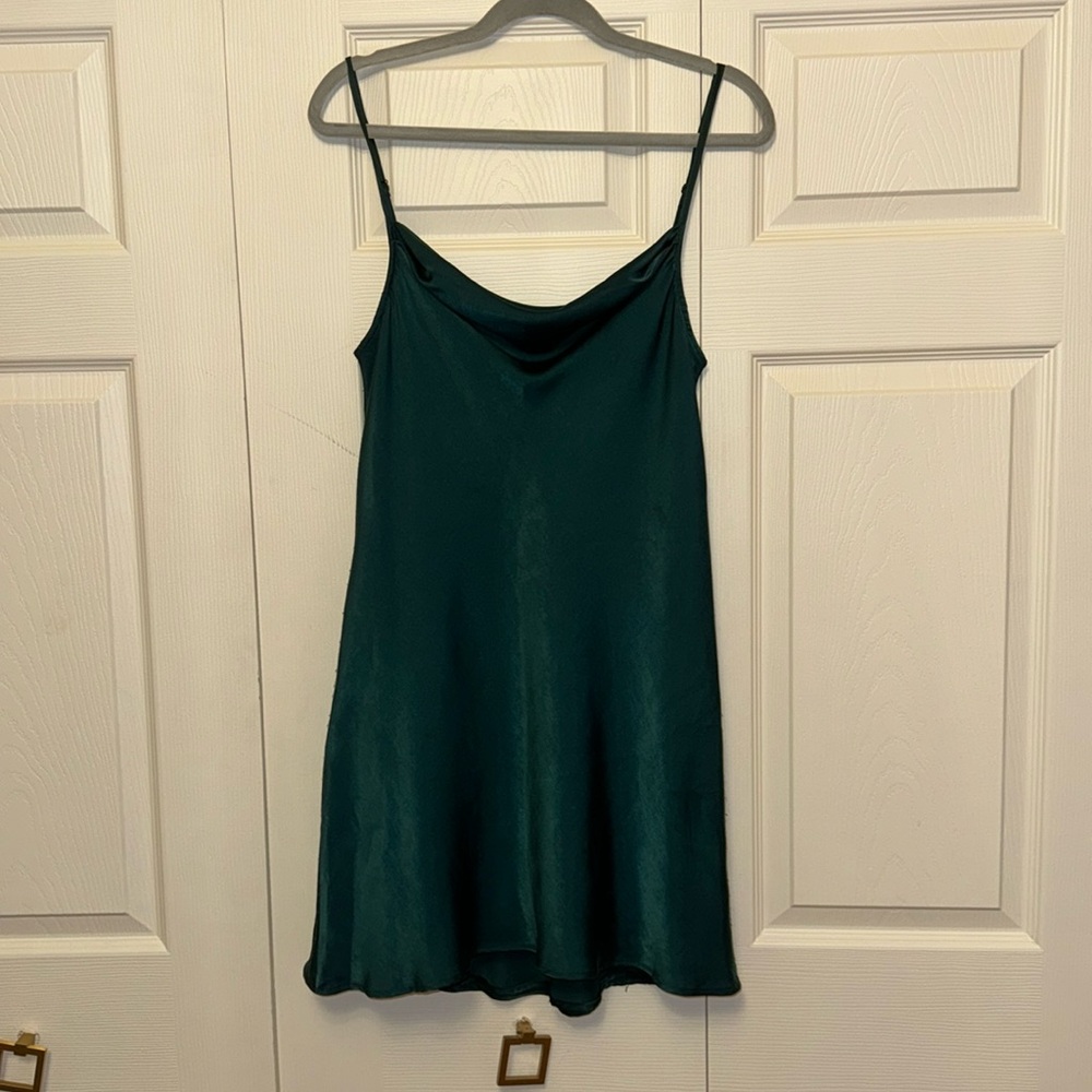 show me your mumu green cowl dress
